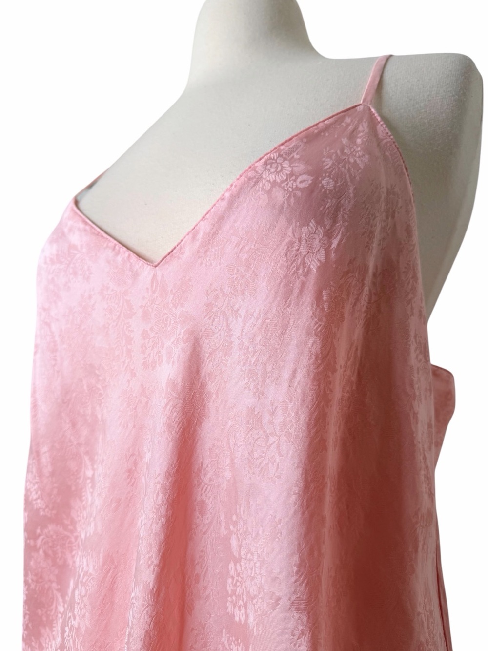 VINTAGE SILK PINK FLORAL MAXI SLIP DRESS. Size Large . - Picture 8 of 8